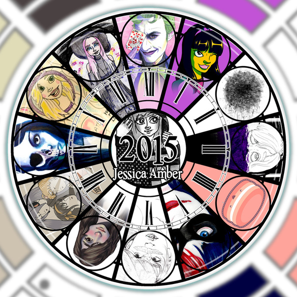 Summary of 12 months of art in a clock face layout