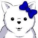 White pippydog with blue bow on white background