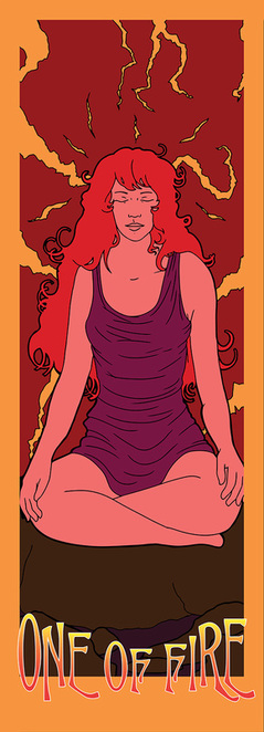 Illustration of a redhead woman meditating with crossed legs