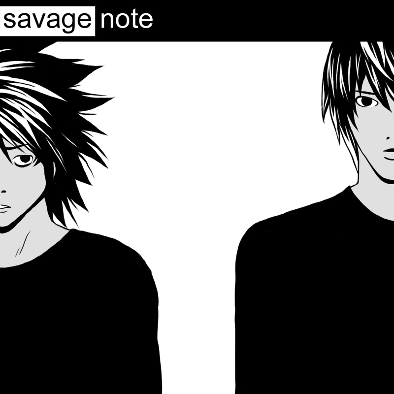 Death Note characters L and Light Yagami as Darren Hayes and Daniel Jones from Savage Garden album cover