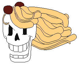 Papyrus the sketeton from Undertale, his head bobs and the spaghetti on top bounces